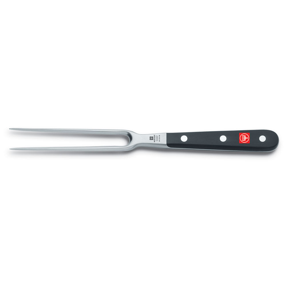 Wusthof 4410-7/16 6" Straight Meat Fork - Full Tang, Forged, Stainless Steel