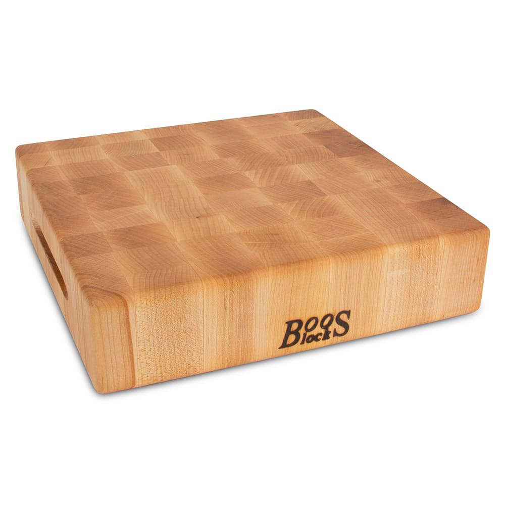 John Boos CCB121203 Chopping Block w/ Grips, 12x12x3", Hard Rock Maple, Reversible