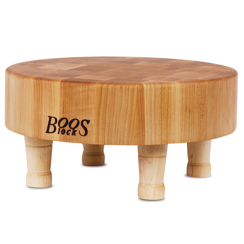John Boos MCR1 Chopping Block, Maple, 4 Wooden Feet, 12" Dia x 3" Thick, Brown