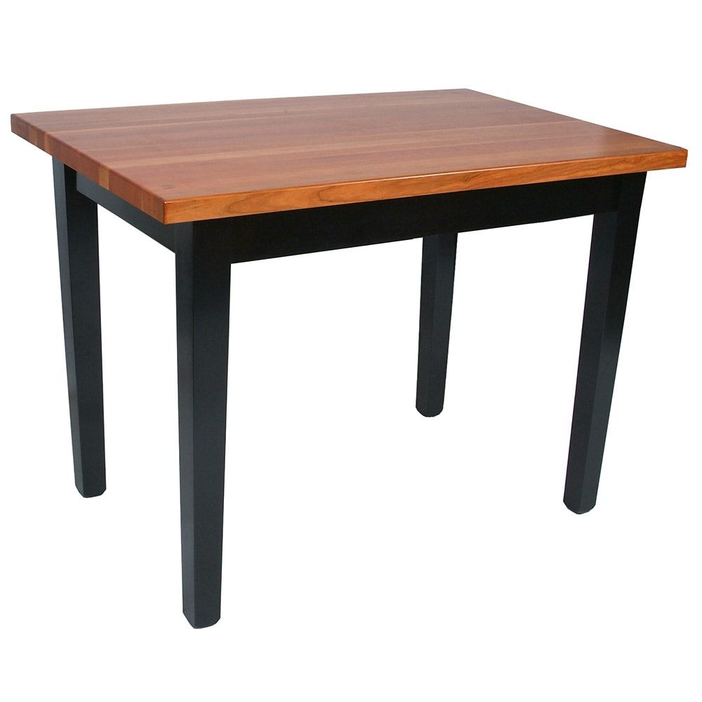 John Boos RN-C6036-S Le Classique Table, 1 1/2" Edge Grain Cherry, Black Base, 1 Shelf, 60 x 36"