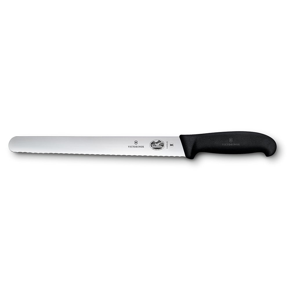Victorinox 5.4233.25-X3 Wavy Slicer Knife w/ 10" Blade, Black Fibrox Nylon Handle