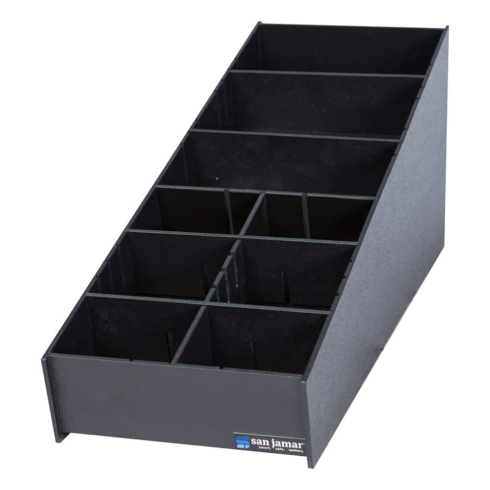 San Jamar L2900 Condiment & Straw Organizer, 9 1/2"H x 8 3/16"W x 25 1/16"D, Black