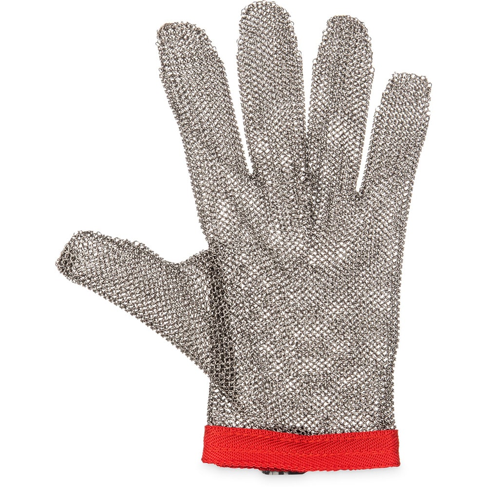 San Jamar MGA515M Medium Cut Resistant Glove - Stainless Steel, Red Wrist Band, Silver