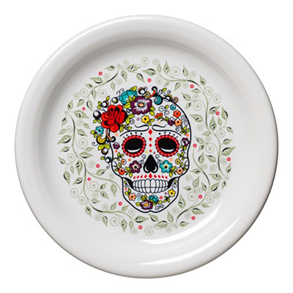 Fiesta HL146141823 6 5/8" Round Skull and Vine Appetizer Plate - China, Sugar, 12/Case, Multi-Colored