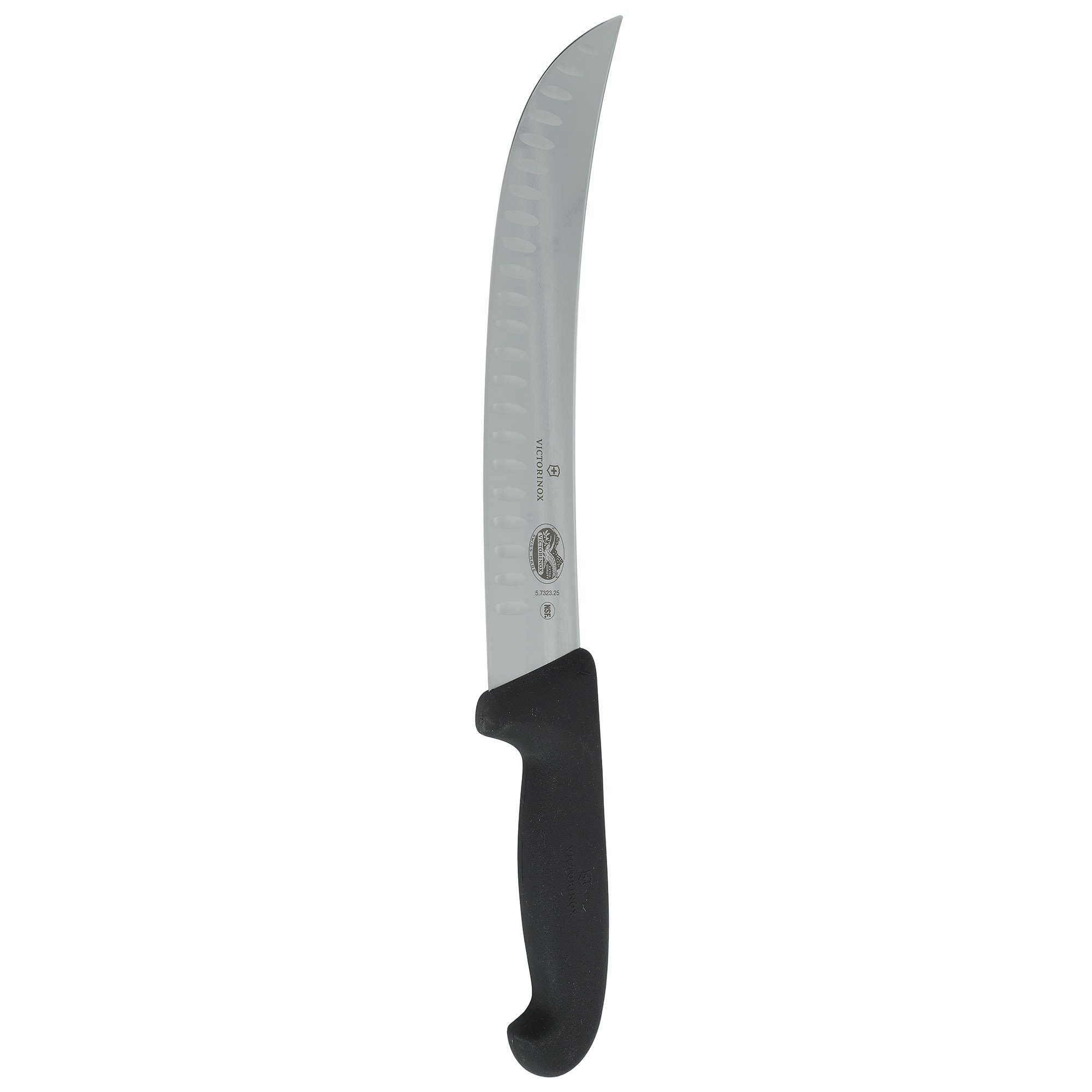 Victorinox 5.7323.25-X1 Granton Edge Cimeter Knife w/ 10" Blade, Black Fibrox Nylon Handle