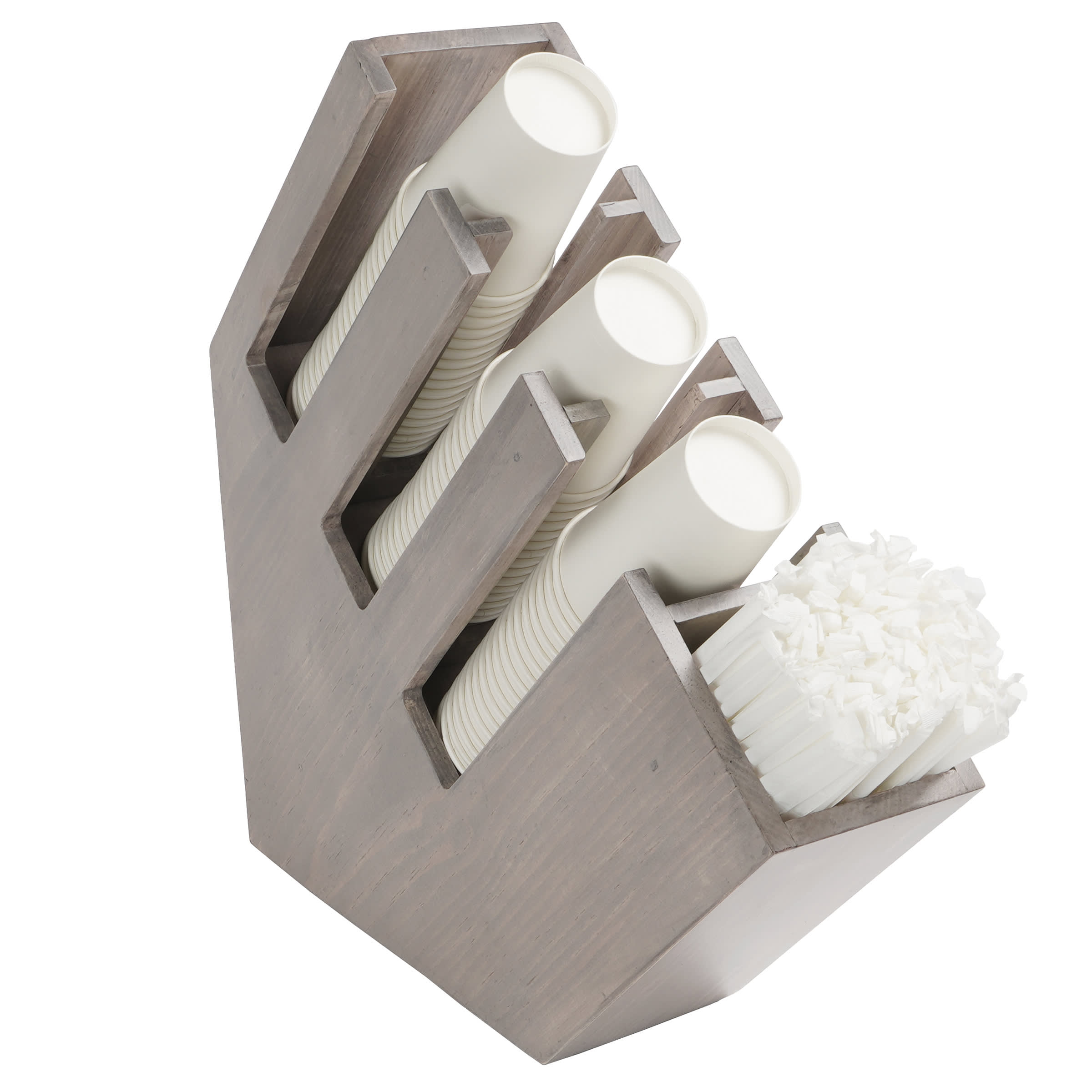 Cal-Mil 2051-110 Straw, Cup & Lid Organizer, 4 Compartment, All Cup Types, Gray