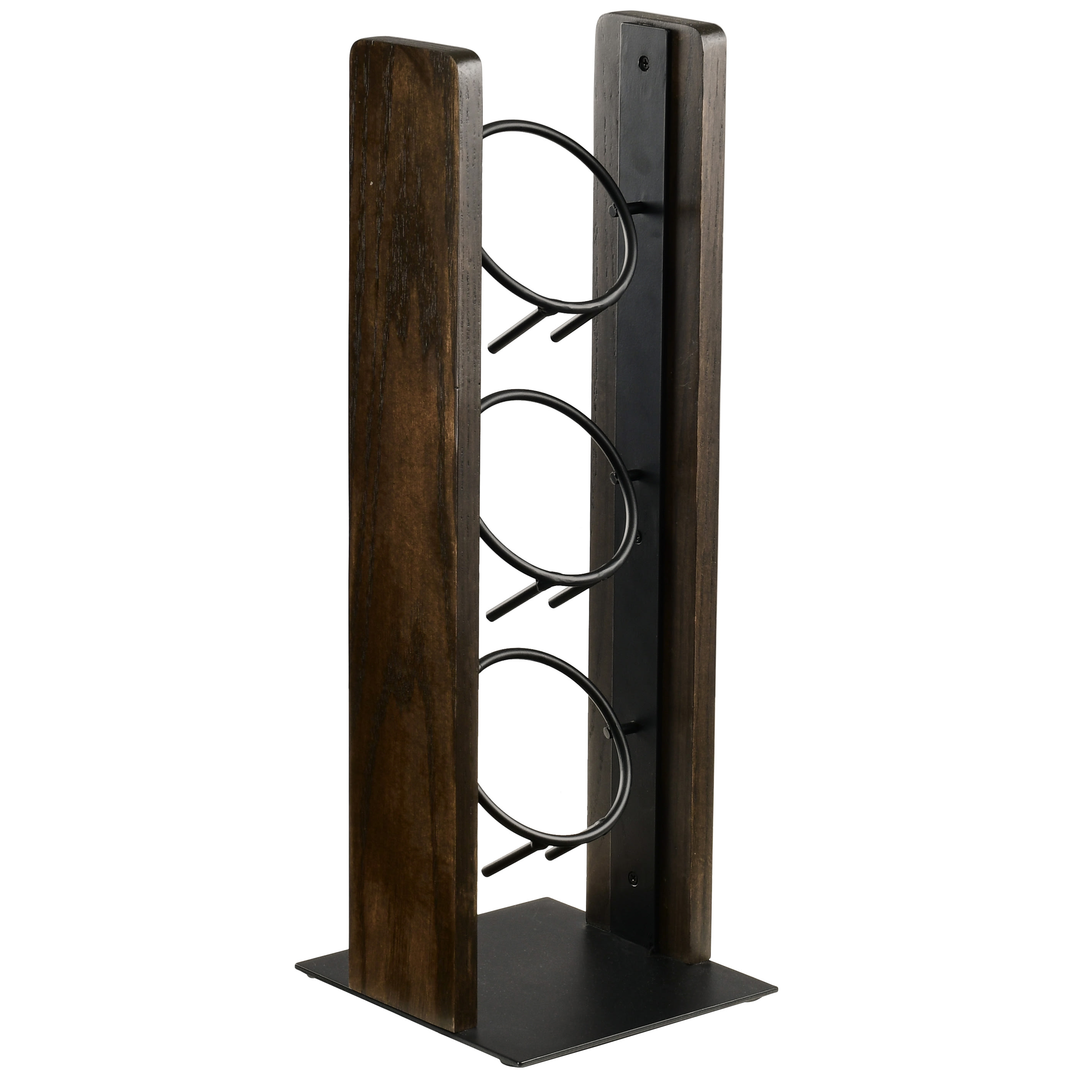 Cal-Mil 3411-112 3 Cylinder Display Only - 7 3/4" x 7 1/4" x 20 1/2", Oak Wood, Dark, Accommodates 3 Cylinders, Brown