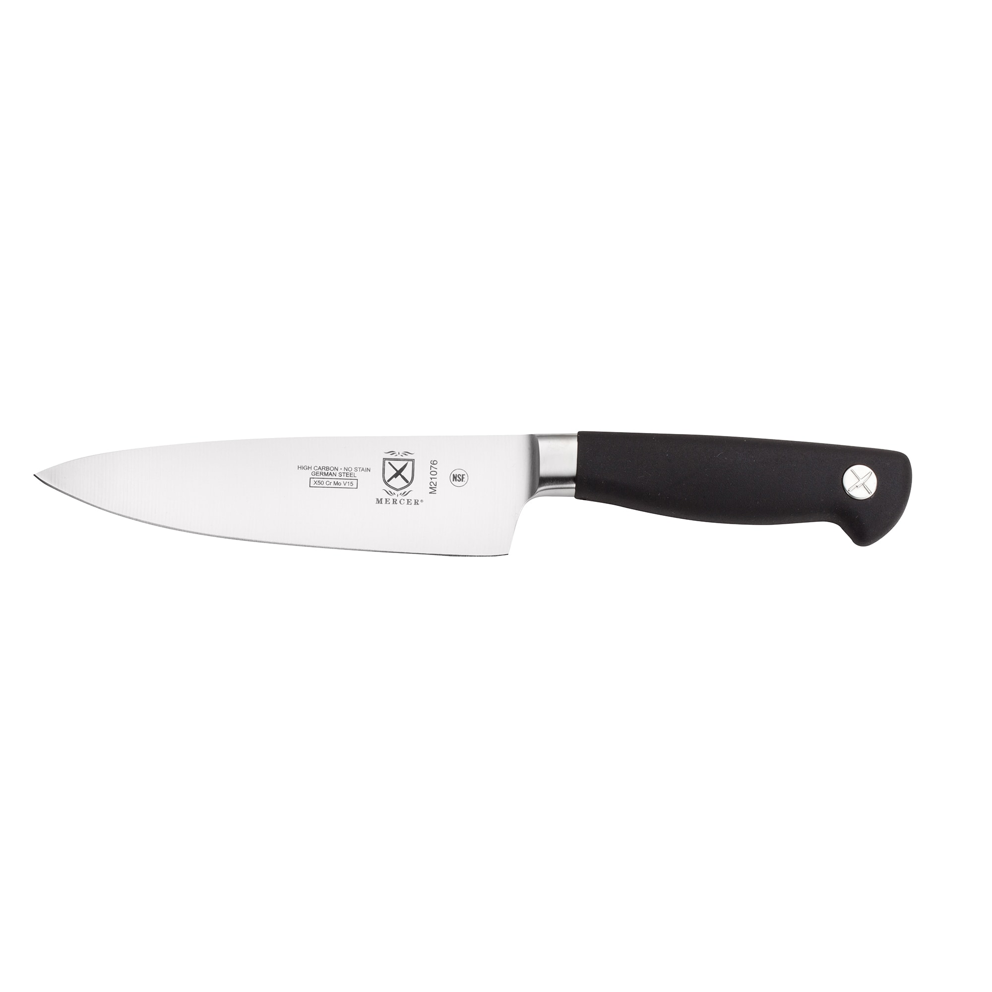 Mercer Culinary M21076 6" Chef's Knife w/ Black Non-Slip Santoprene Handle, High-Carbon German Steel