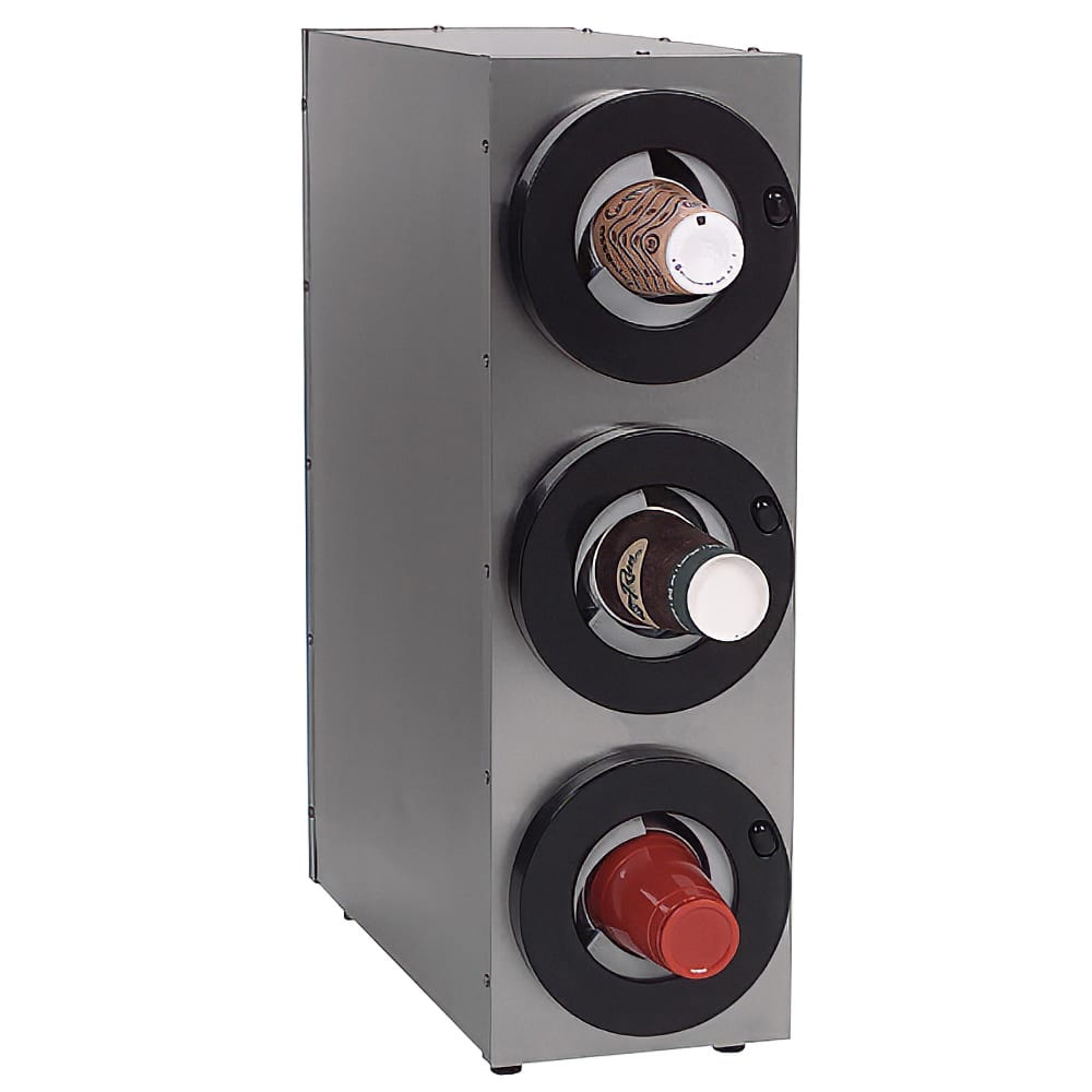 Antunes DACS-30 Cup Dispenser, Cabinet, 3 Compartment, All Cup Types, Cabinet Design, Holds 8-64 oz. Cups, Silver