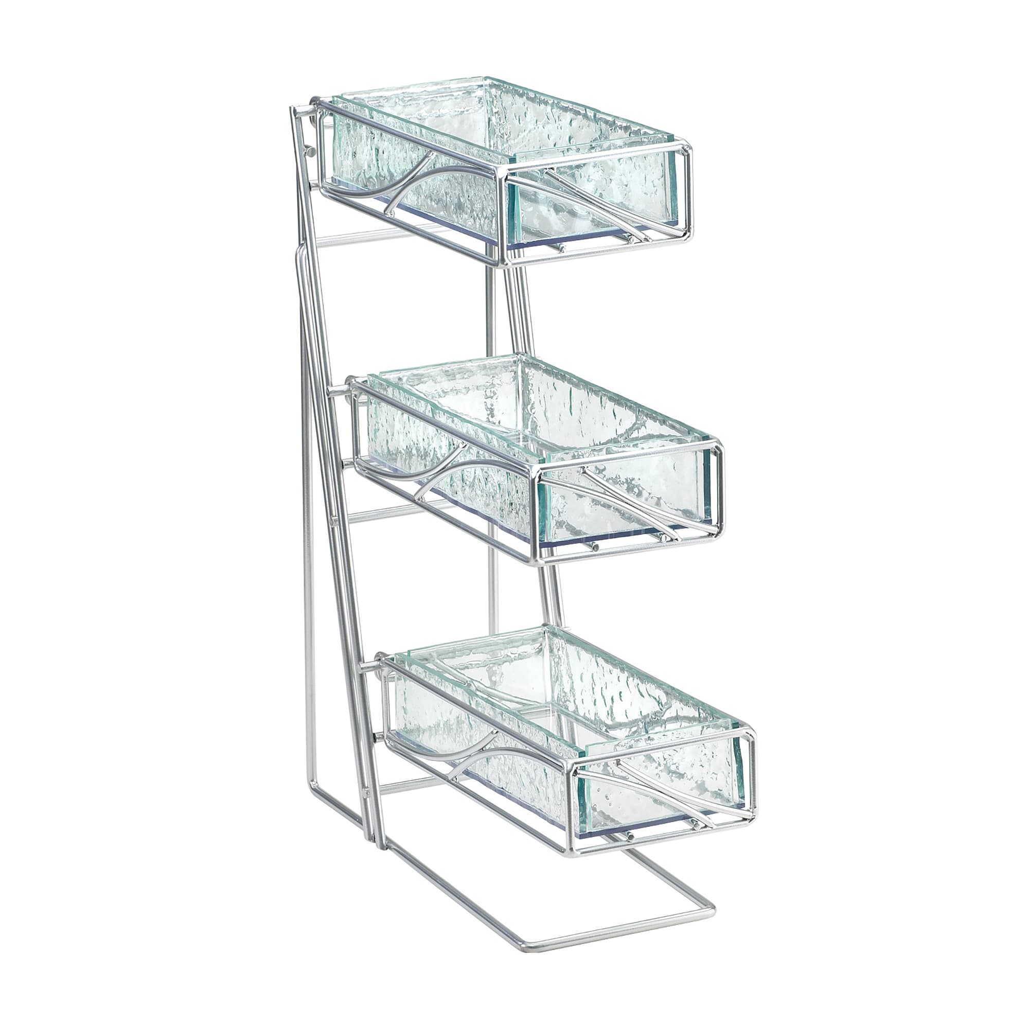 Cal-Mil 1235-39-43 Condiment Organizer w/ 3 Bins - Silver, 3-Tier