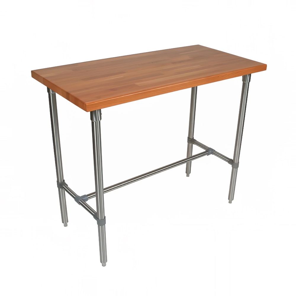 John Boos CHY-CUCKNB430 Cucina Americana Classico Table, Cherry, 48 x 30 x 36" H, Stainless / Cherry