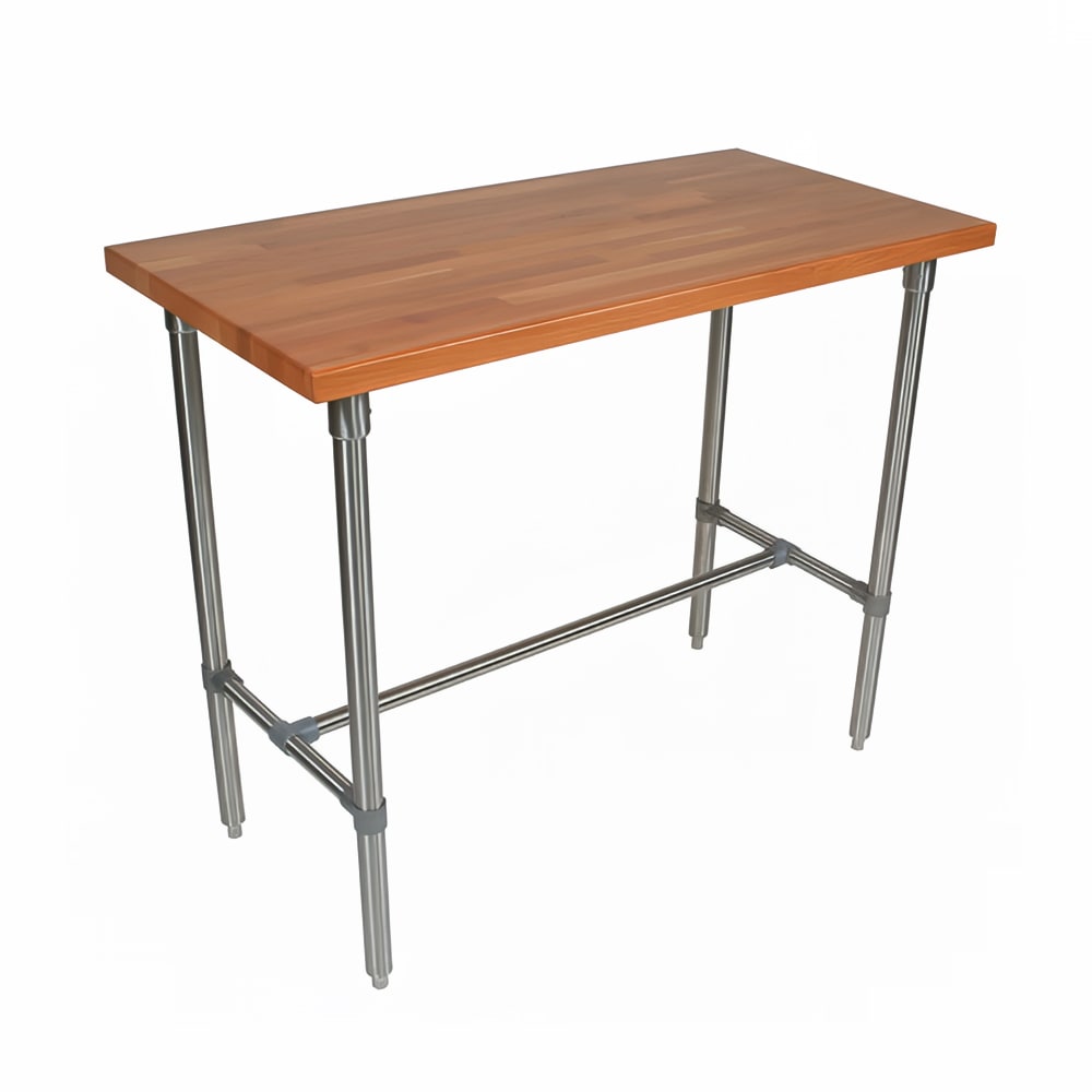 John Boos CHY-CUCKNB424 Cucina Americana Classico Table, Cherry, 48 x 24 x 36" H, Stainless / Cherry