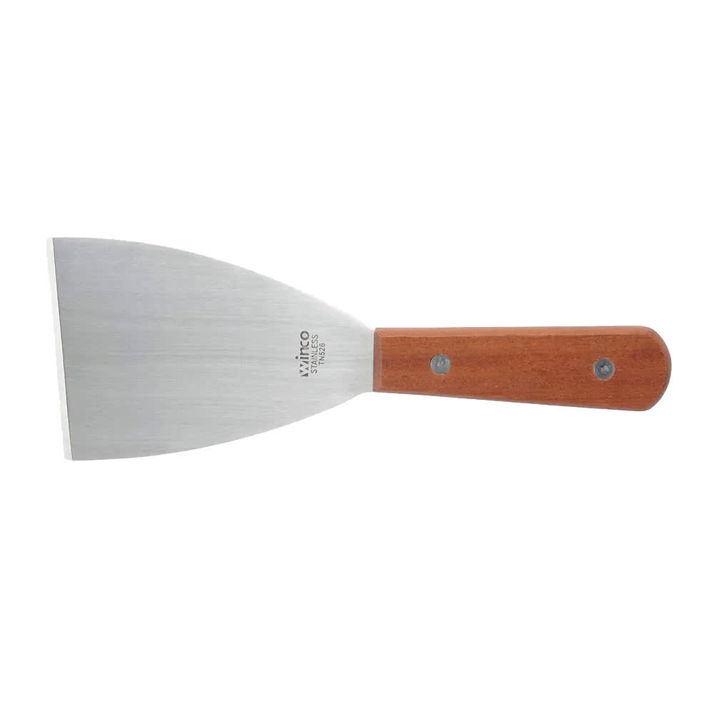 Winco TN526 Scraper, 3 x 4" Blade, Wooden Handle, Stainless Steel