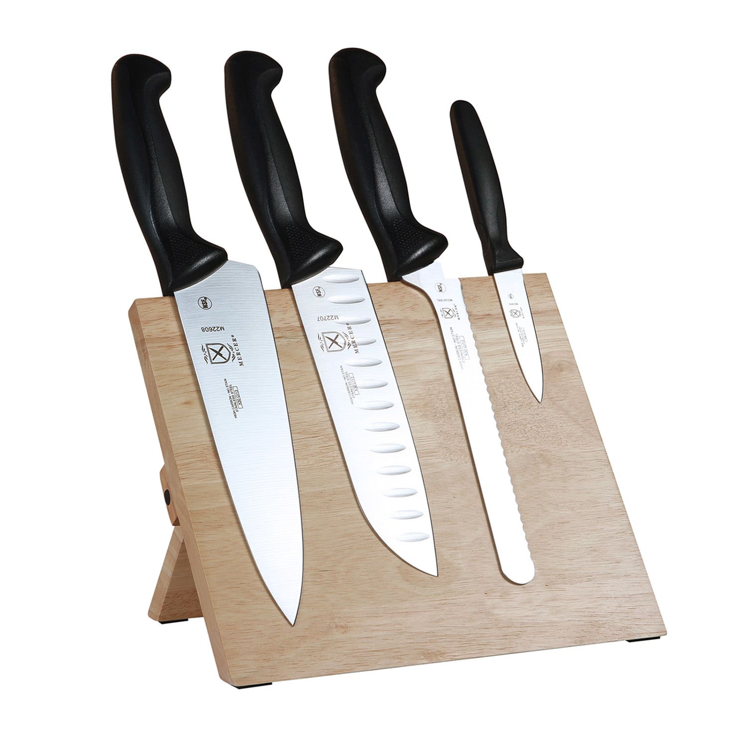 Mercer Culinary M21981 5 Piece Knife Set w/ Bamboo Magnetic Board, Black