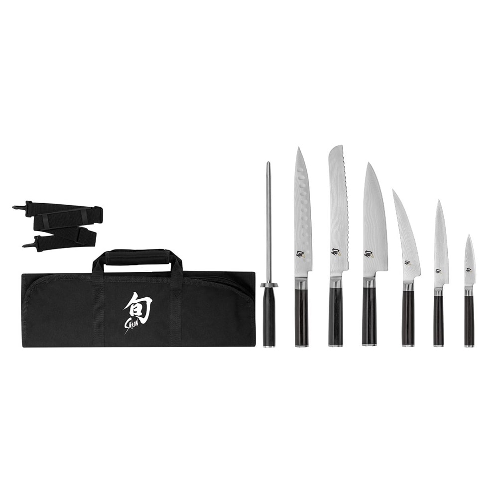 Shun 8 Piece Student Set w/ Shun Knife Roll, Stainless Steel