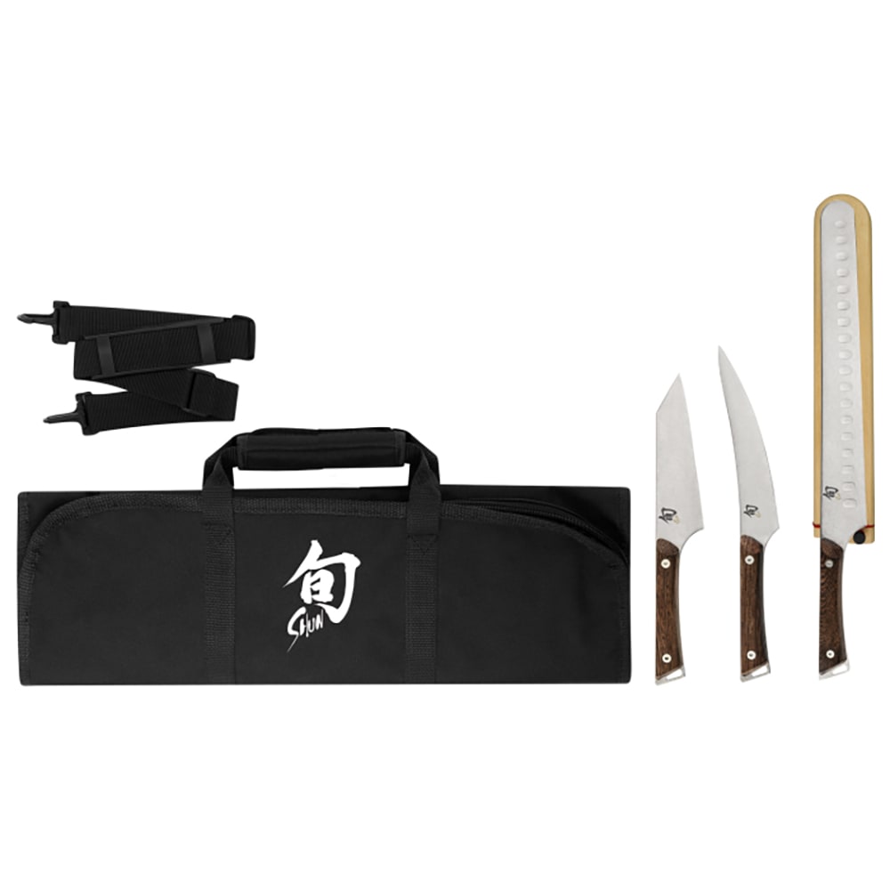 Shun 4 piece BBQ Knife Set w/ Knife Roll