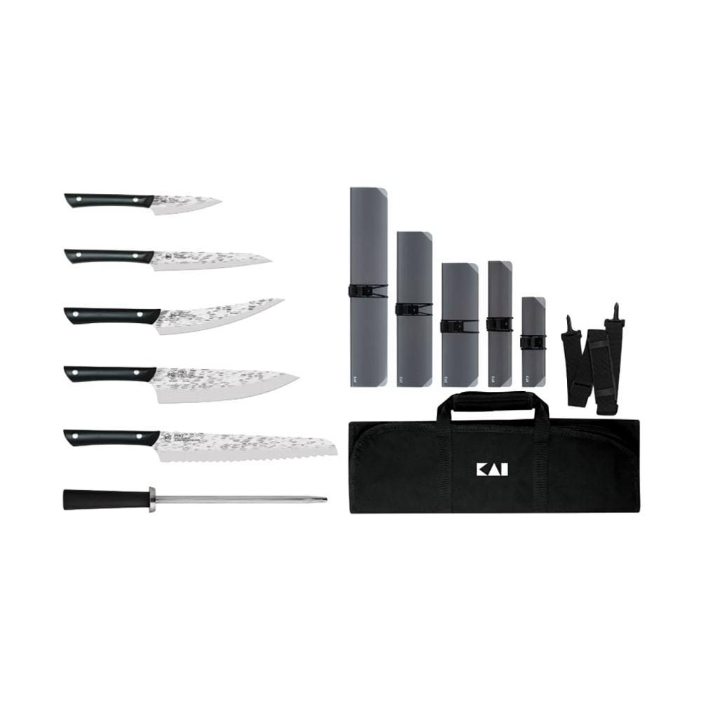 Shun 7-Piece Culinary Knife Set - 5 Knives, Honing Steel, Knife Roll