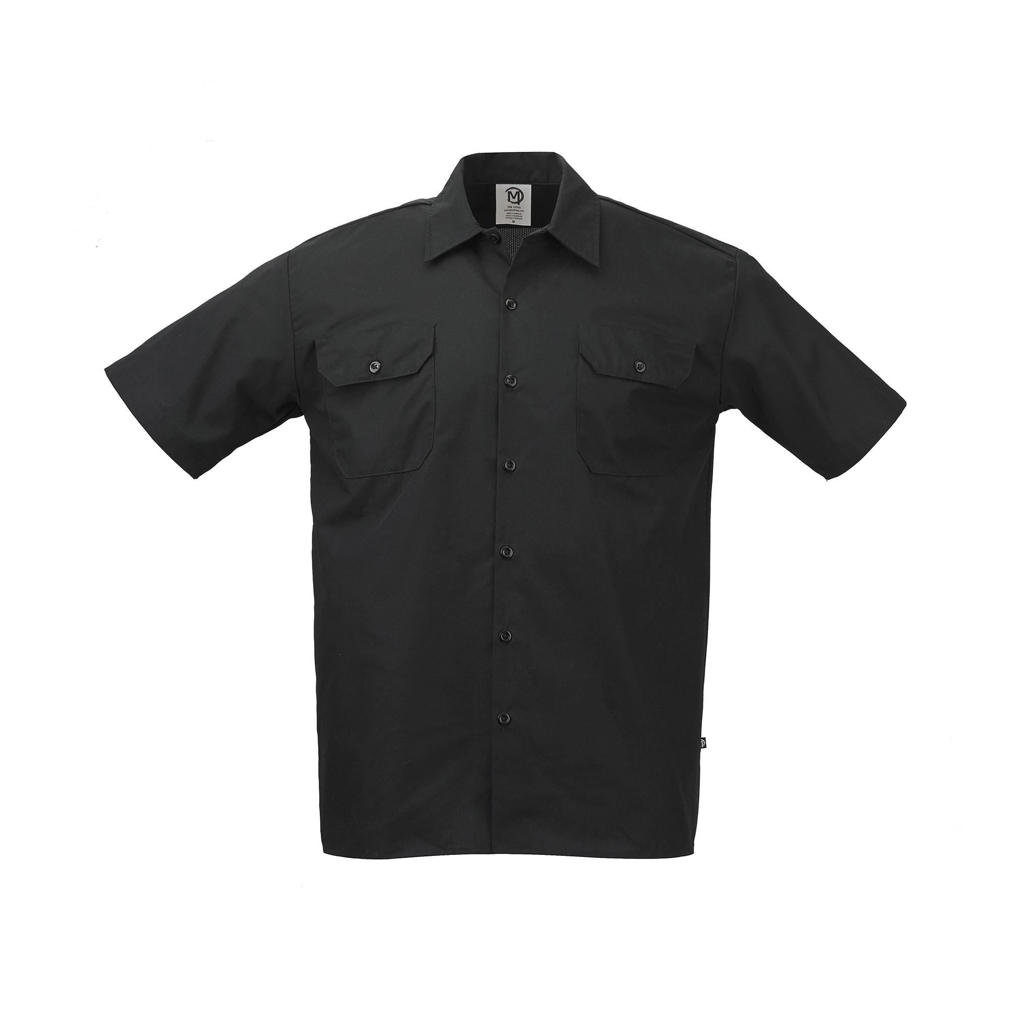 Mercer Culinary M60250BK3X Metro Edge Brewer Work Shirt w/ Short Sleeves - Poly/Cotton, Black, 3X, 3X Large