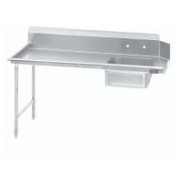 Advance Tabco DTS-S60-48L 48" L R Straight Soil Dishtable - 10 1/2" Backsplash, Galvanized Legs, 16 ga Stainless
