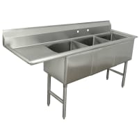 Advance Tabco FC-3-1824-24L 80 1/2" 3 Compartment Sink w/ 18"L x 24"W Bowl, 14&quo...