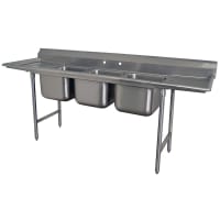 Advance Tabco T9-3-54-18RL 91" 3 Compartment Sink w/ 16"L x 20"W Bowl, 12" De...
