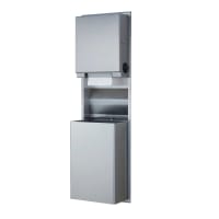 Bobrick B-39619 12 gallon Recessed Bathroom Trash Can w/ Paper Towel Dispenser, Stainless