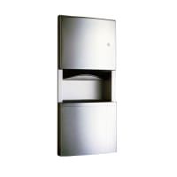 Bobrick B43699 3 gallon Recessed Bathroom Trash Can w/ Paper Towel Dispenser, Stainless