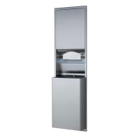 Bobrick B3949 12 gallon Recessed Bathroom Trash Can w/ Paper Towel Dispenser, Stainless