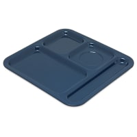 Carlisle Melamine Rectangular Tray w/ (4) Compartments, 10 1/9" x 9 25/32", Dark Blue (...