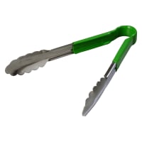 Carlisle 9 1/2" Stainless Utility Tongs, Green (60756009)