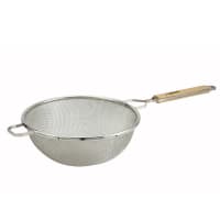 Winco MST-10D 10 1/2" Round Strainer w/ Double Tinned Mesh, Medium, Stainless