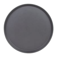Cambro 1600CT110 16" Round Camtread Serving Tray - Fiberglass, Black Satin