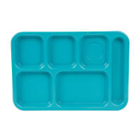 Cambro PS1014414 Plastic Rectangular Tray w/ (6) Compartments, 10" x 14 1/2", Teal