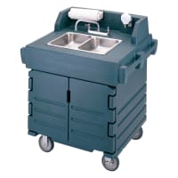 Cambro KSC402192 45 1/2"H 2 Compartment Portable Sink Cart w/ 4"D Bowls, Hot Water
