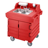Cambro KSC402158 45 1/2"H 2 Compartment Portable Sink Cart w/ 4"D Bowls, Hot Water