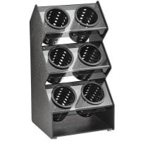Vollrath FWVH-3X2B 6 Cylinder Flatware Holder - 11 3/16" x 10 1/4" x 21 1/4", Plastic, Black