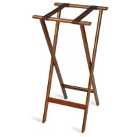 CSL 38" Flat Tray Stand w/ 2 Brown Straps &amp; Rounded Edge, Dark Walnut Finish (1178)