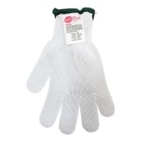 Tablecraft GLOVE3 Medium Cut Resistant Glove - Polyester/Vinyl, White w/ Green Wrist Band