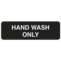 Tablecraft 394554 Hand Wash Only Sign - 3" x 9", White On Black