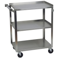 Focus 90444 3 Level Stainless Utility Cart w/ 500 lb Capacity, Raised Ledges