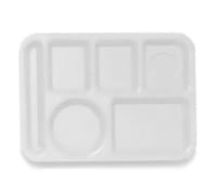 GET School Tray, 6 Compartment, Left-Handed, Polypropylene, White (TL-153-W)