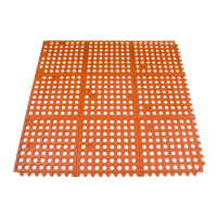 Update FM-33R 3' Square Interlocking Rubber Floor Mat - Grease-Resistant, Red