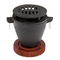 Update HG-35/CI 3 3/8' Round Hibachi Set - Cast-Iron, Wood Base