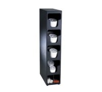 Dispense-Rite TL04BT Lid &amp; Straw Organizer, 4 Lid Sections, Black Polystryrene