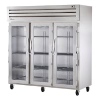 True STG3R-3G-HC 77 3/4" Three Section Reach In Refrigerator, (3) Left/Right Hinge Glass Doo...