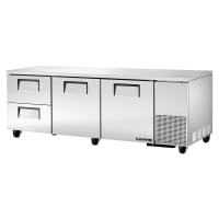 True TUC-93D-2-HC 93" W Undercounter Refrigerator w/ (3) Sections, (2) Doors & (2) Drawe...
