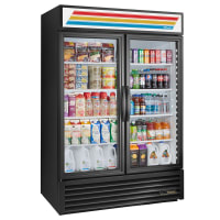 True GDM-49-HC~TSL01 54 1/8" GDM Series Two Section Glass Door Merchandiser - (2) Left/Right Hinge Doors, 115v, Black