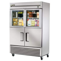 True TS-49-2-G-2-HC~FGD01 54 1/10" Two Section Reach In Refrigerator, (2) Glass Doors, (2) S...
