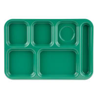 GET Plastic Rectangular Tray w/ (6) Compartments, 14 3/8" x 9 7/8", Rainforest Green (T...
