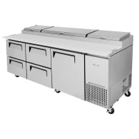 Turbo Air TPR-93SD-D4-N 93" Super Deluxe Pizza Prep Table w/ Refrigerated Base, 115v